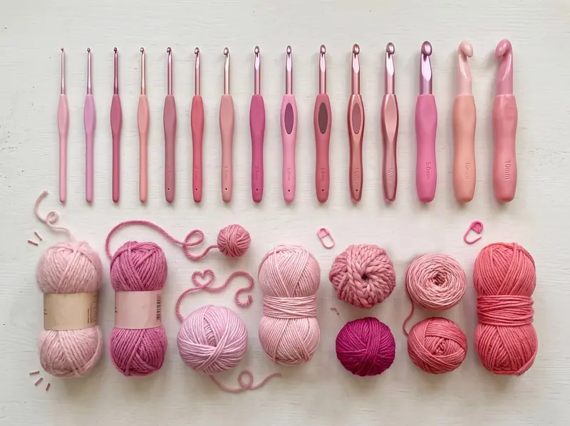 Crochet hooks and yarn
