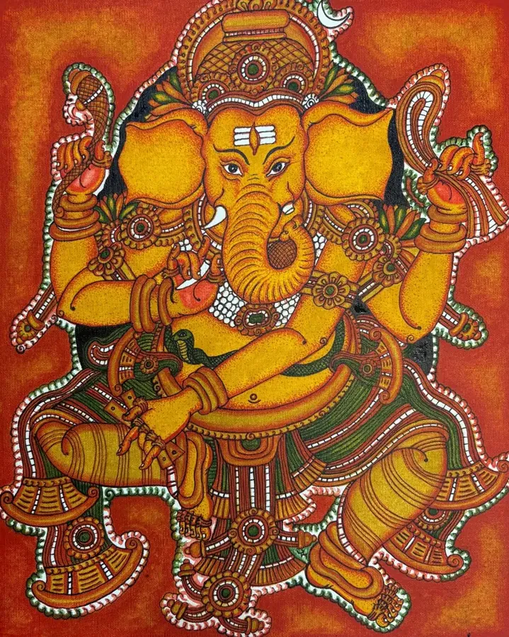 Dancing Ganesha Kerala mural painting