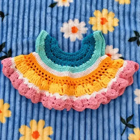 Rainbow crochet baby frock